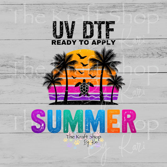 UV DTF Summer Sunset with palm trees and turtle sticker decal #4719