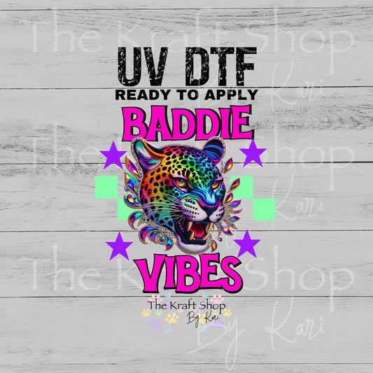 UV DTF Baddie Vibes Leopard Neon colors sticker decal #4718