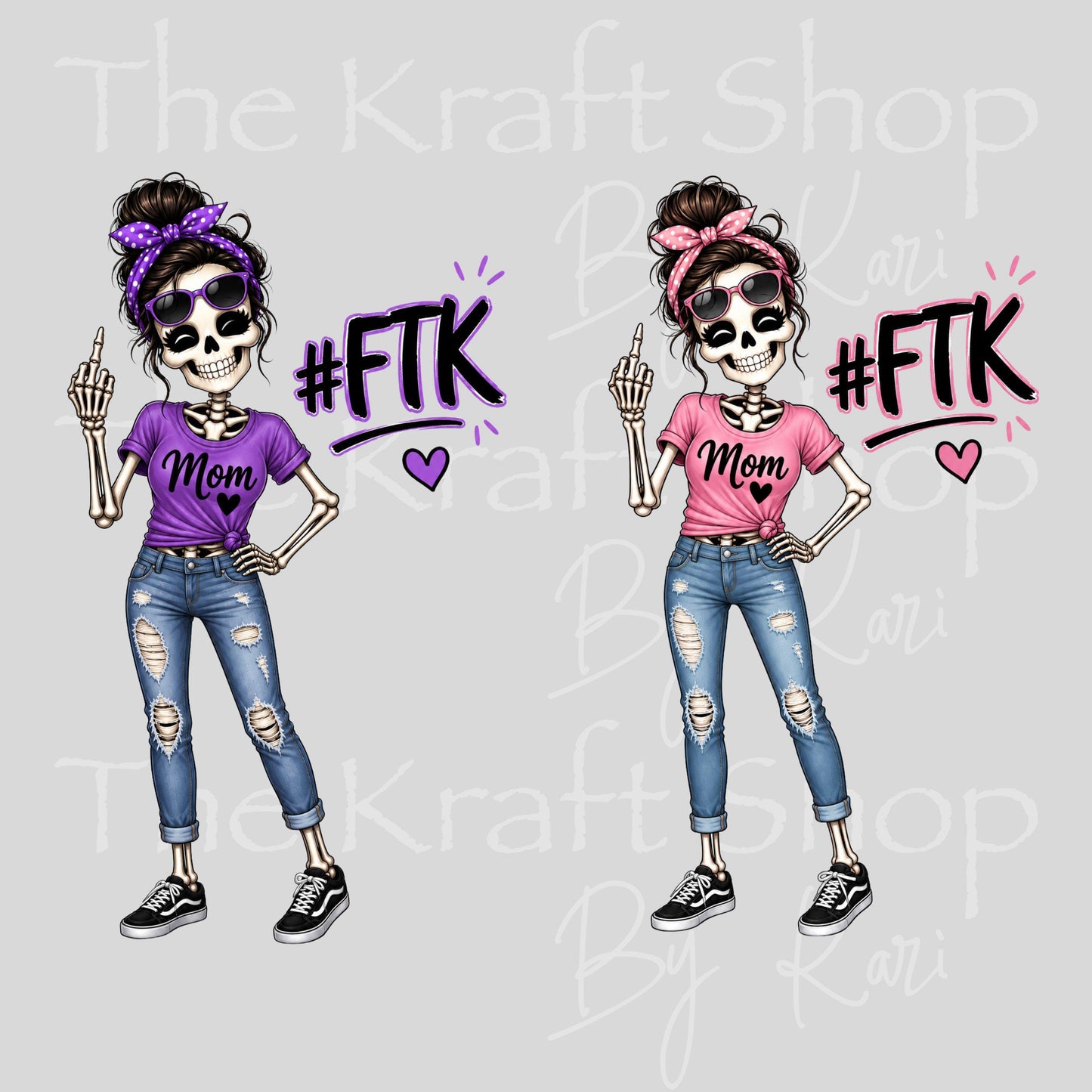 UV DTF FTK skeleton Mom sticker decal #4724