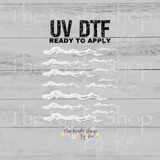 UV DTF Seafoam white caps to waves beach elements mixed media bundle of decals Element sheet 10x10 decal #10496