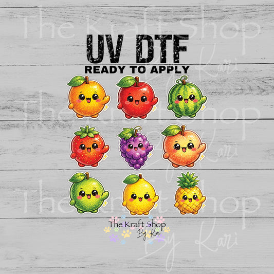 UV DTF Kawaii Fruit Stickers Element sheet 8x8 decal #10477