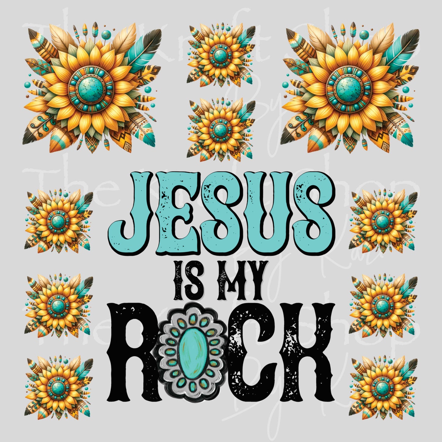 UV DTF Jesus is my Rock western teal Element sheet 6x6 decal, tumbler decal, permanent sticker. #4705