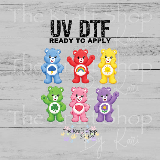 UV DTF Sticker print. Ready to apply! Cute bear bundle decals, tumbler decal, permanent sticker #1141