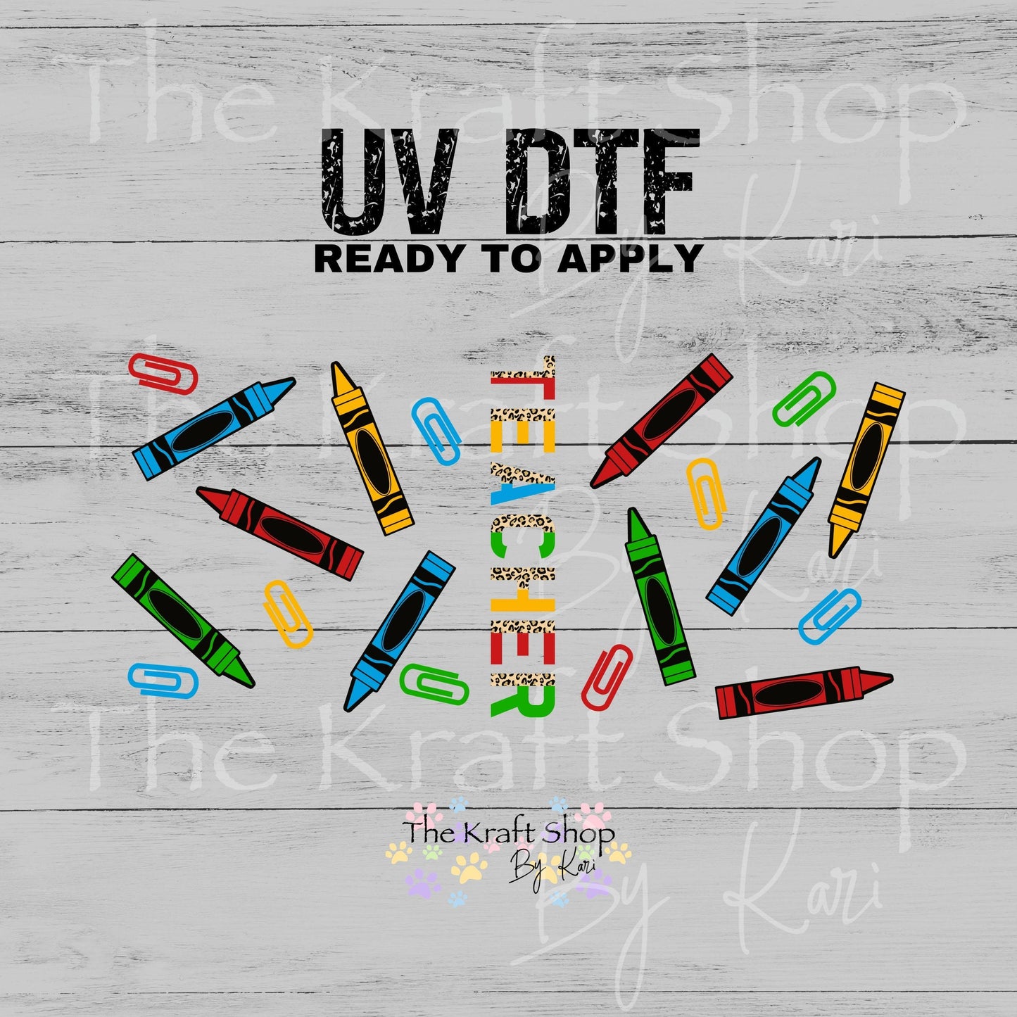 UV DTF Teacher crayons Glass can wrap decals #5526