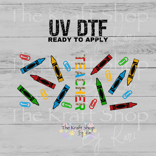 UV DTF Teacher crayons Glass can wrap decals #5526