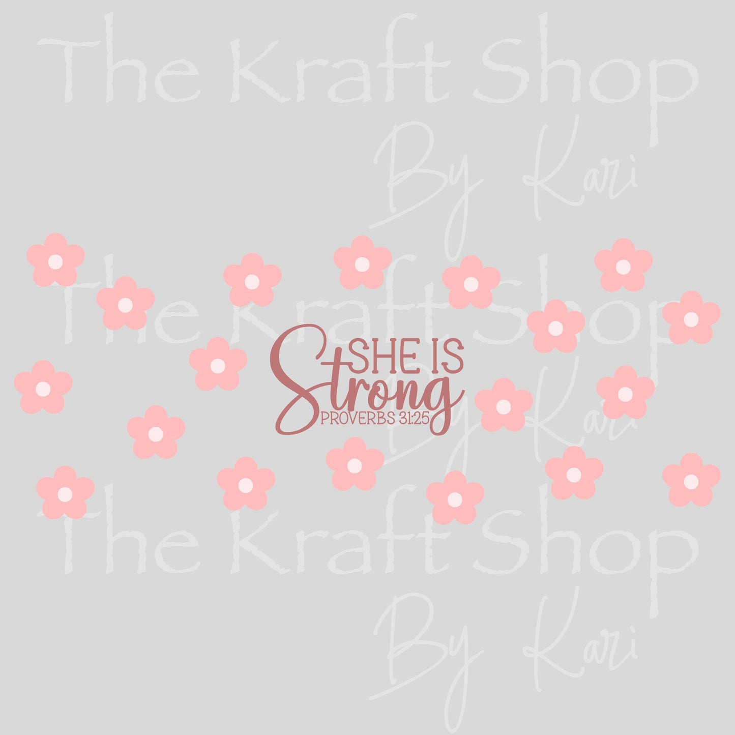 UV DTF She is strong pink daisy Glass can wrap decals #5531