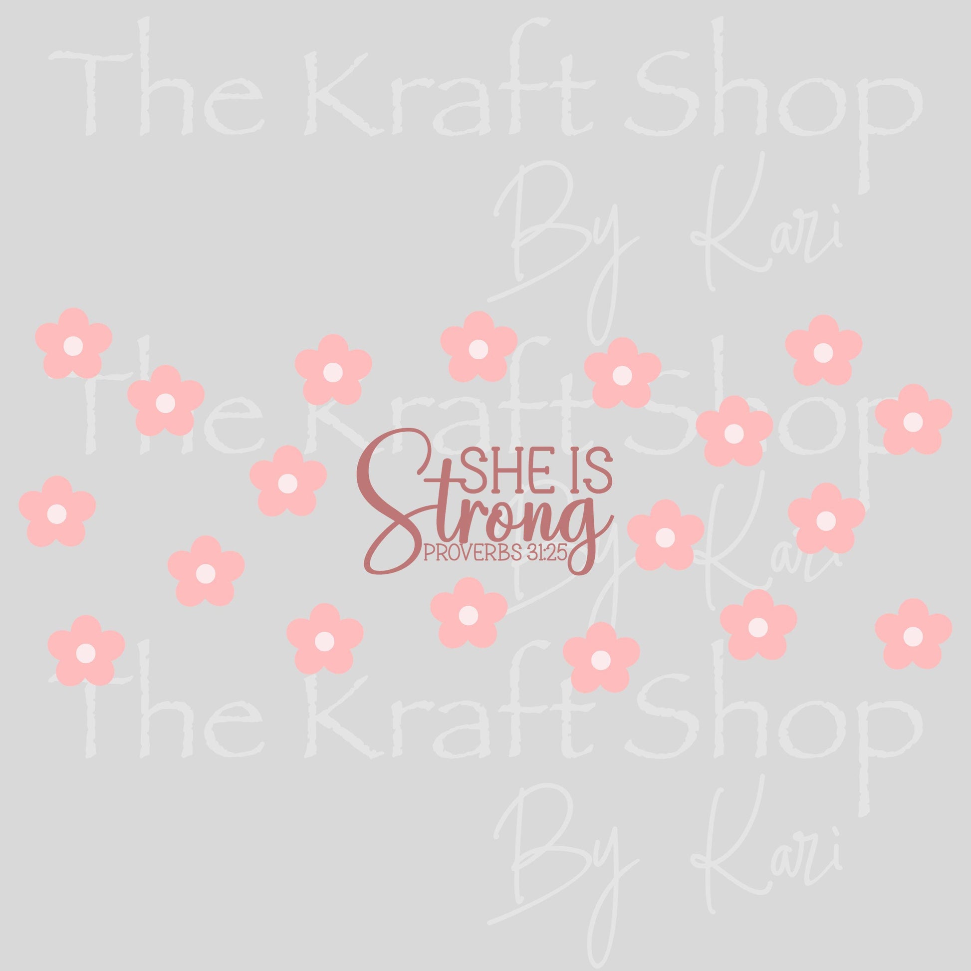 UV DTF She is strong pink daisy Glass can wrap decals #5531