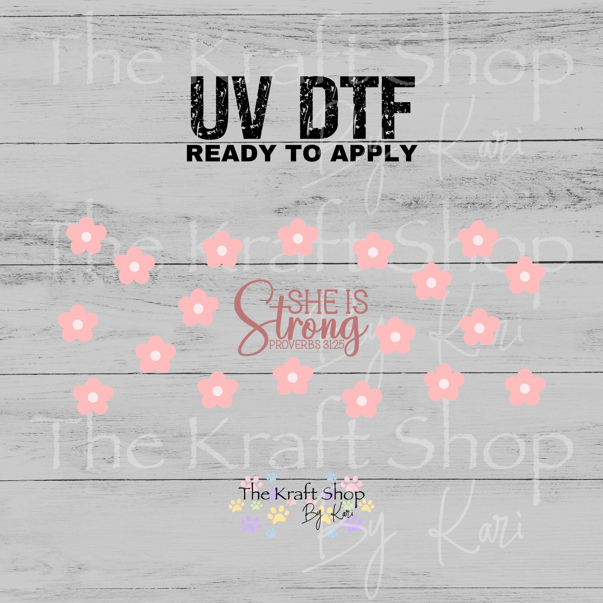 UV DTF She is strong pink daisy Glass can wrap decals #5531