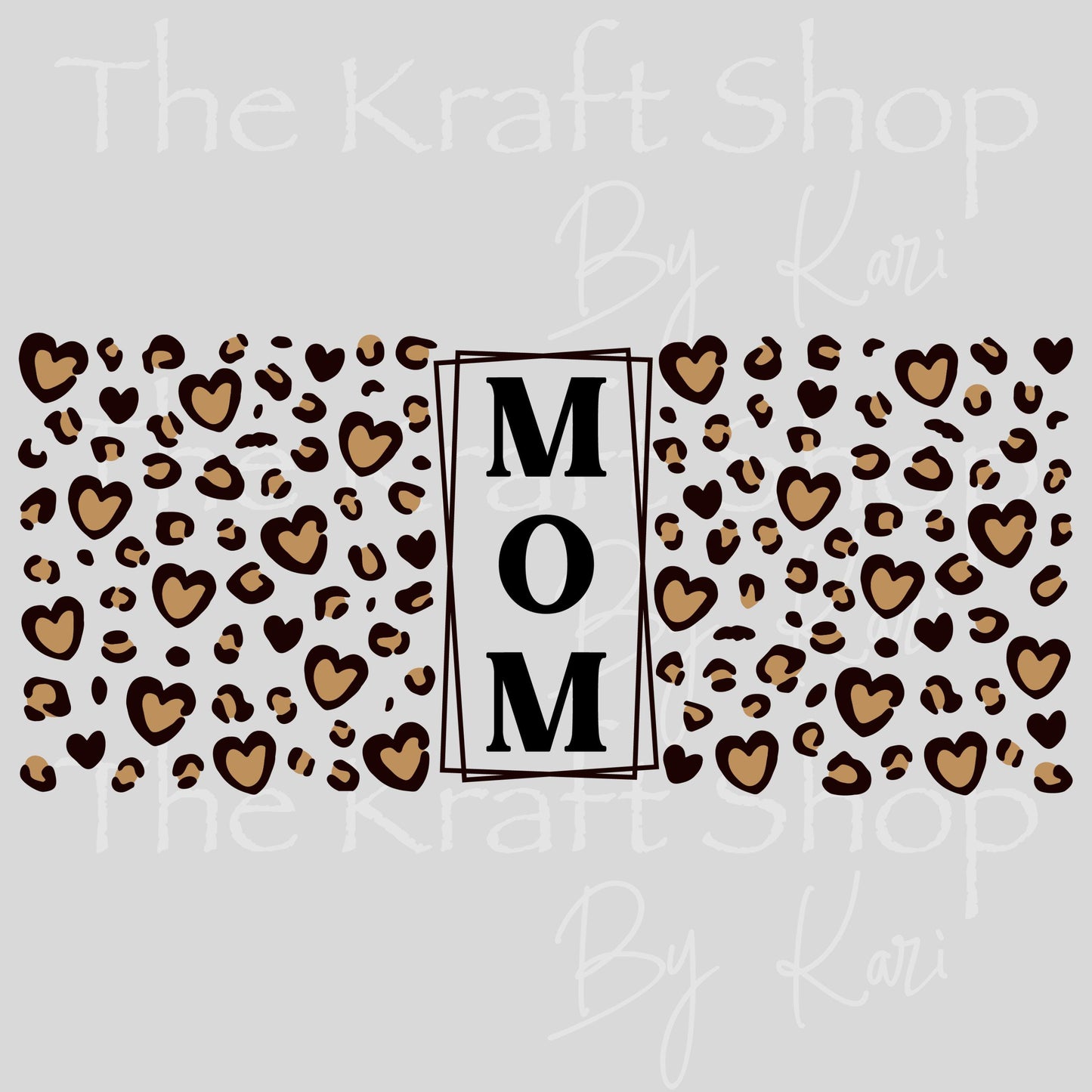 UV DTF Mom Leopard Print Hearts Glass can wrap decals #5532