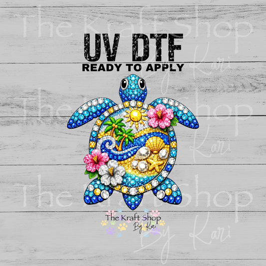 UV DTF Rhinestone Sea Turtle sticker decal #1148