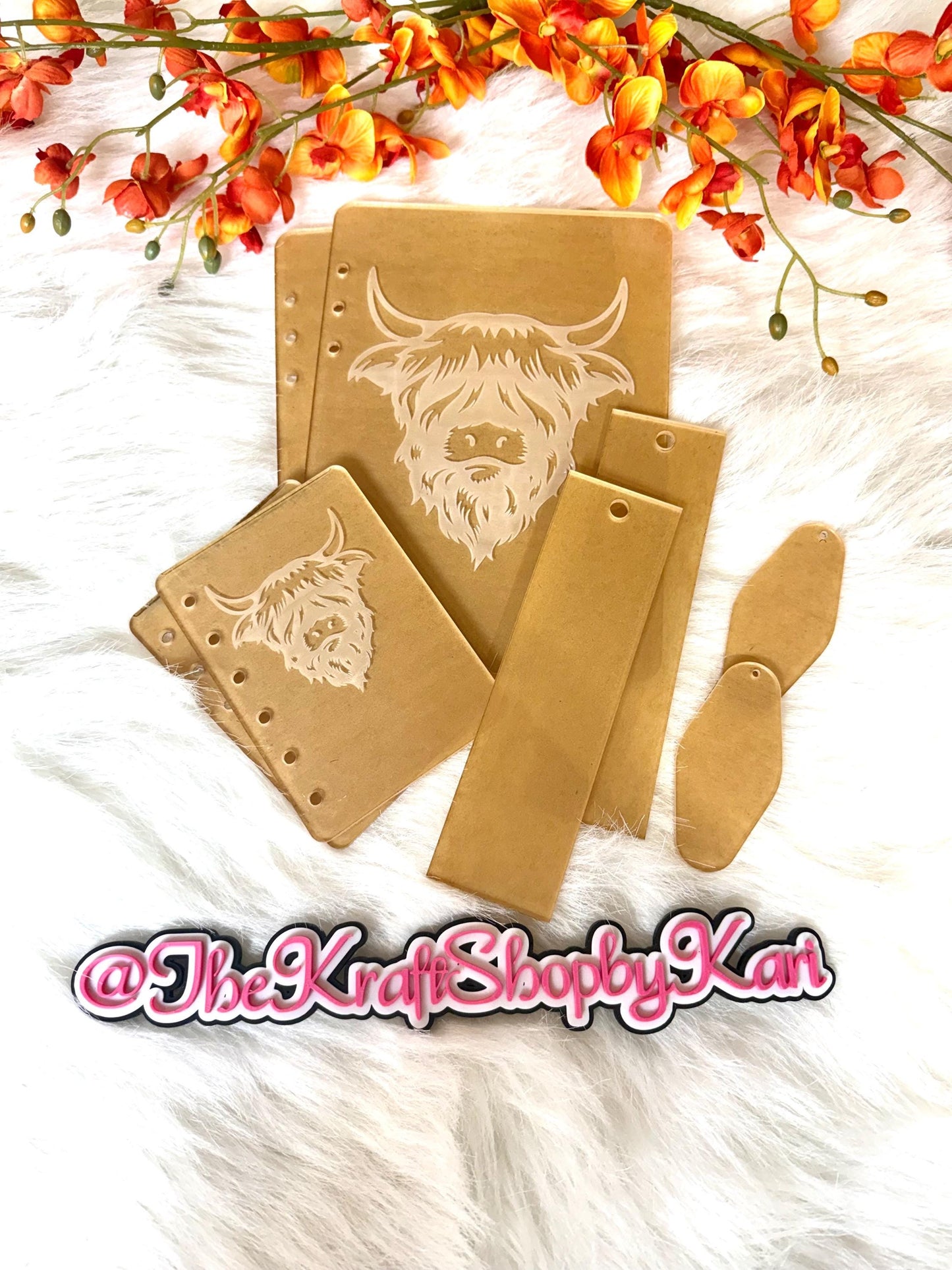 Engraved Acrylic notebook blank bundle set DIY notebook. Leopard Cheetah Highlnad Cow Be Kind