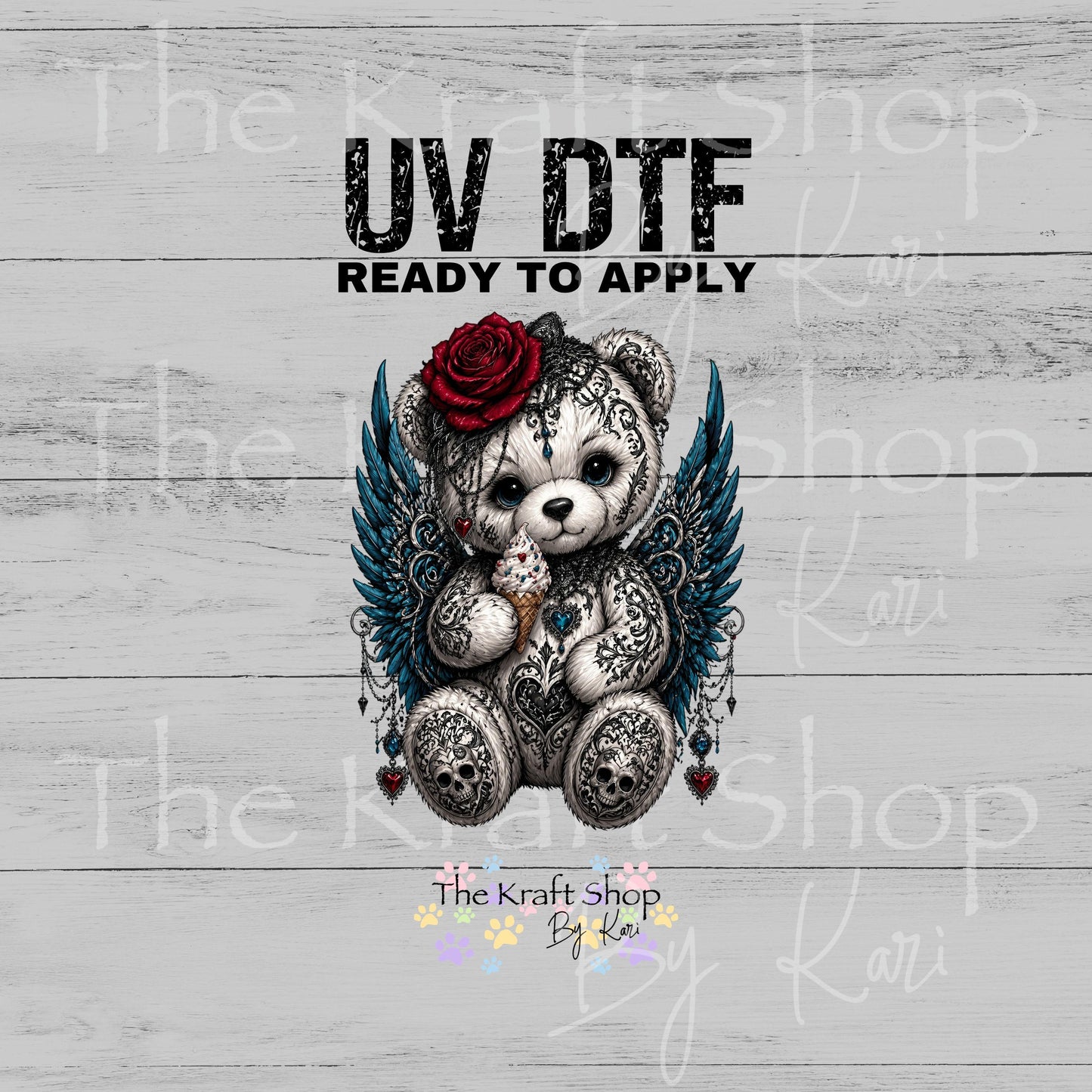 UV DTF Gothic Teddy Bear sticker decal #10499