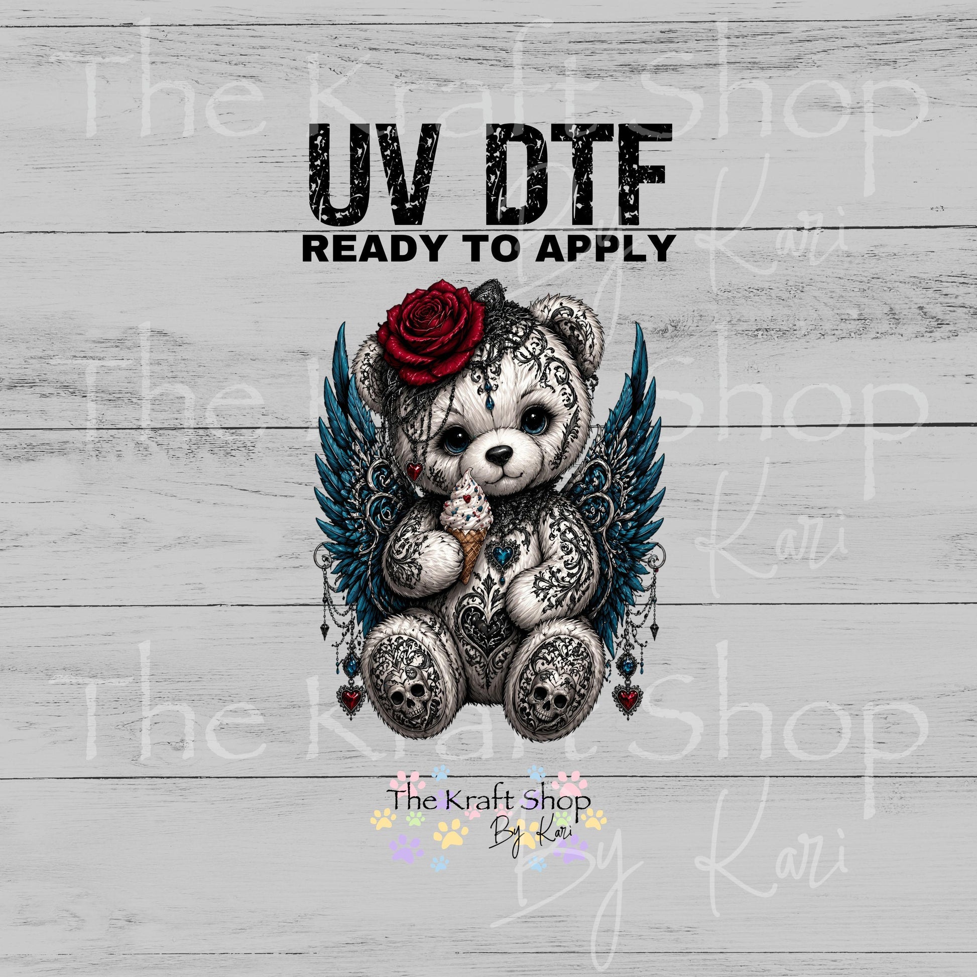 UV DTF Gothic Teddy Bear sticker decal #10499
