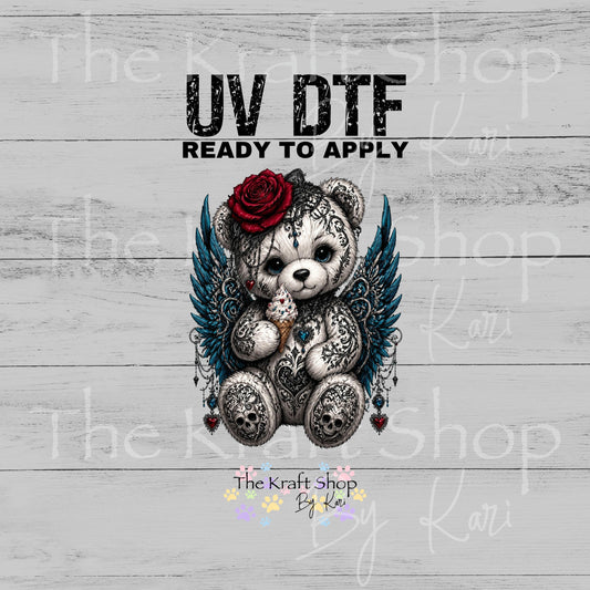 UV DTF Gothic Teddy Bear sticker decal #10499