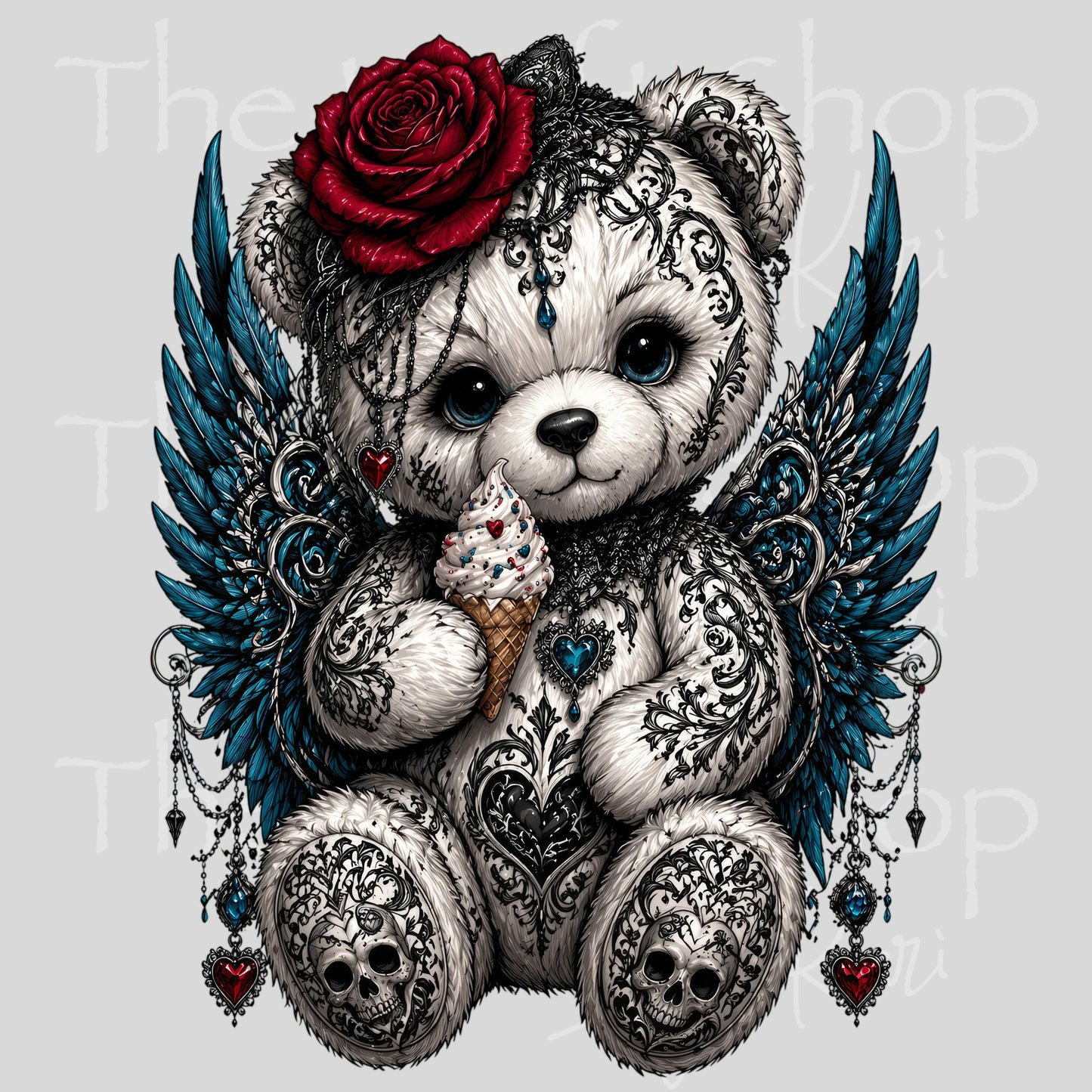 UV DTF Gothic Teddy Bear sticker decal #10499