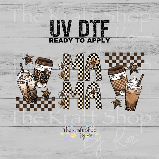 UV DTF Bougie Mama Brown retro Glass can wrap decals #5536