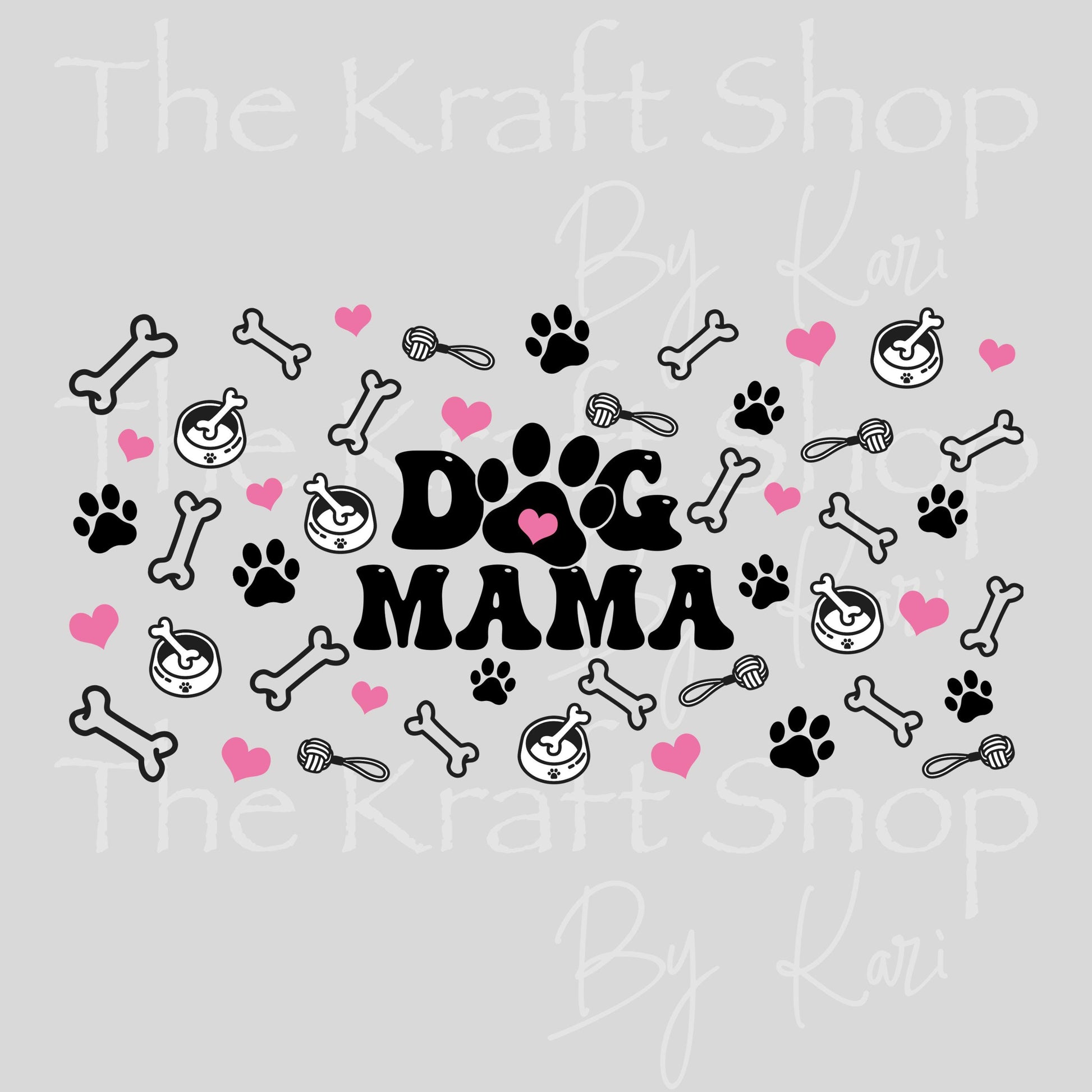 UV DTF Dog Mama Paws Bones Glass can wrap decals #5538