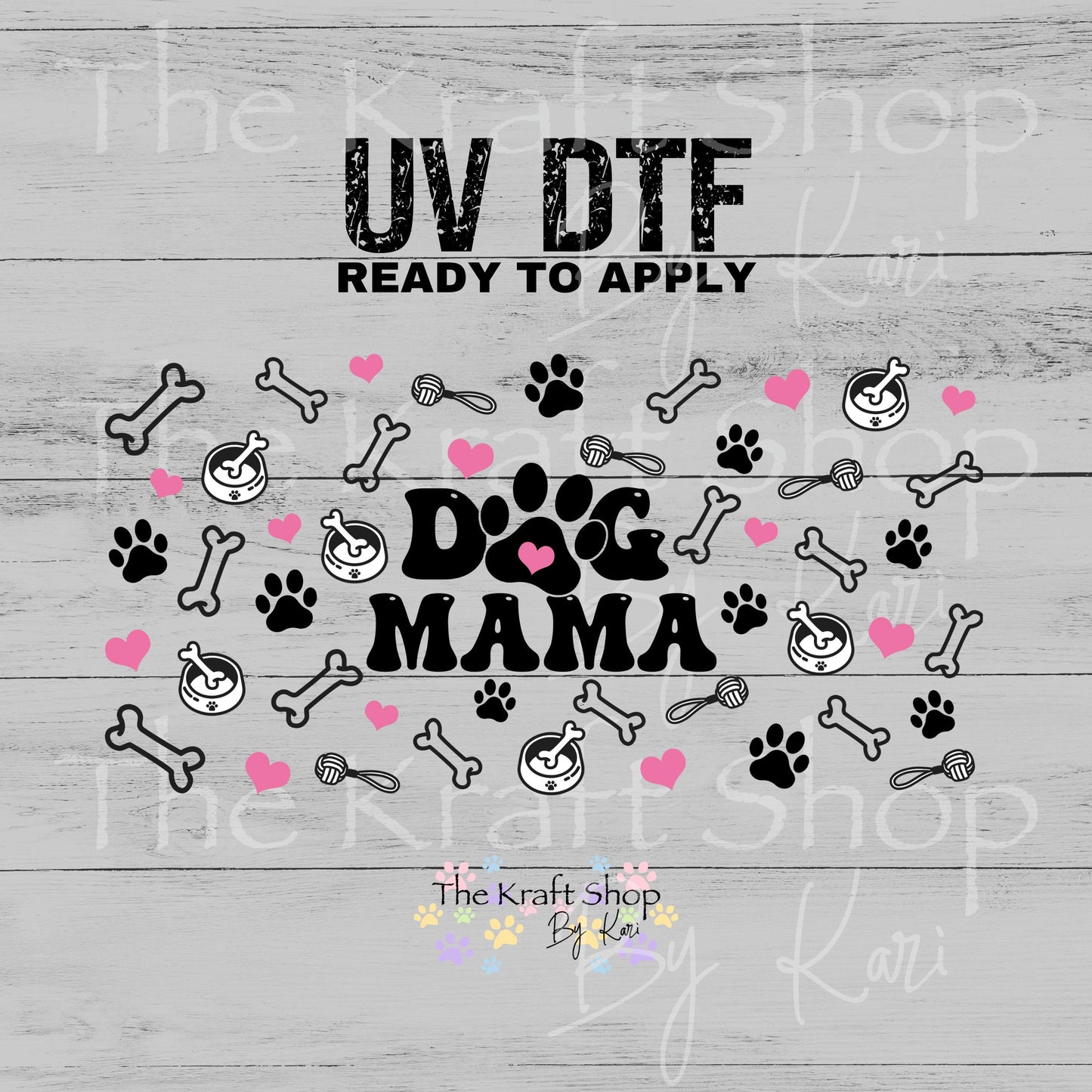 UV DTF Dog Mama Paws Bones Glass can wrap decals #5538