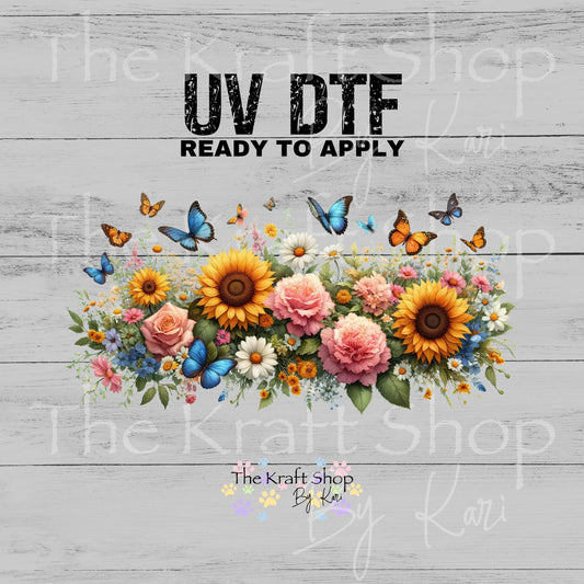 UV DTF Spring Flowers And Butterflies Glass can wrap decals #5540