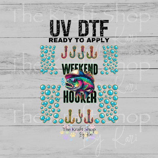 UV DTF Weekend Hooker neon bass with sunglasses Element sheet 8x8 decal, tumbler decal, permanent sticker. #1144