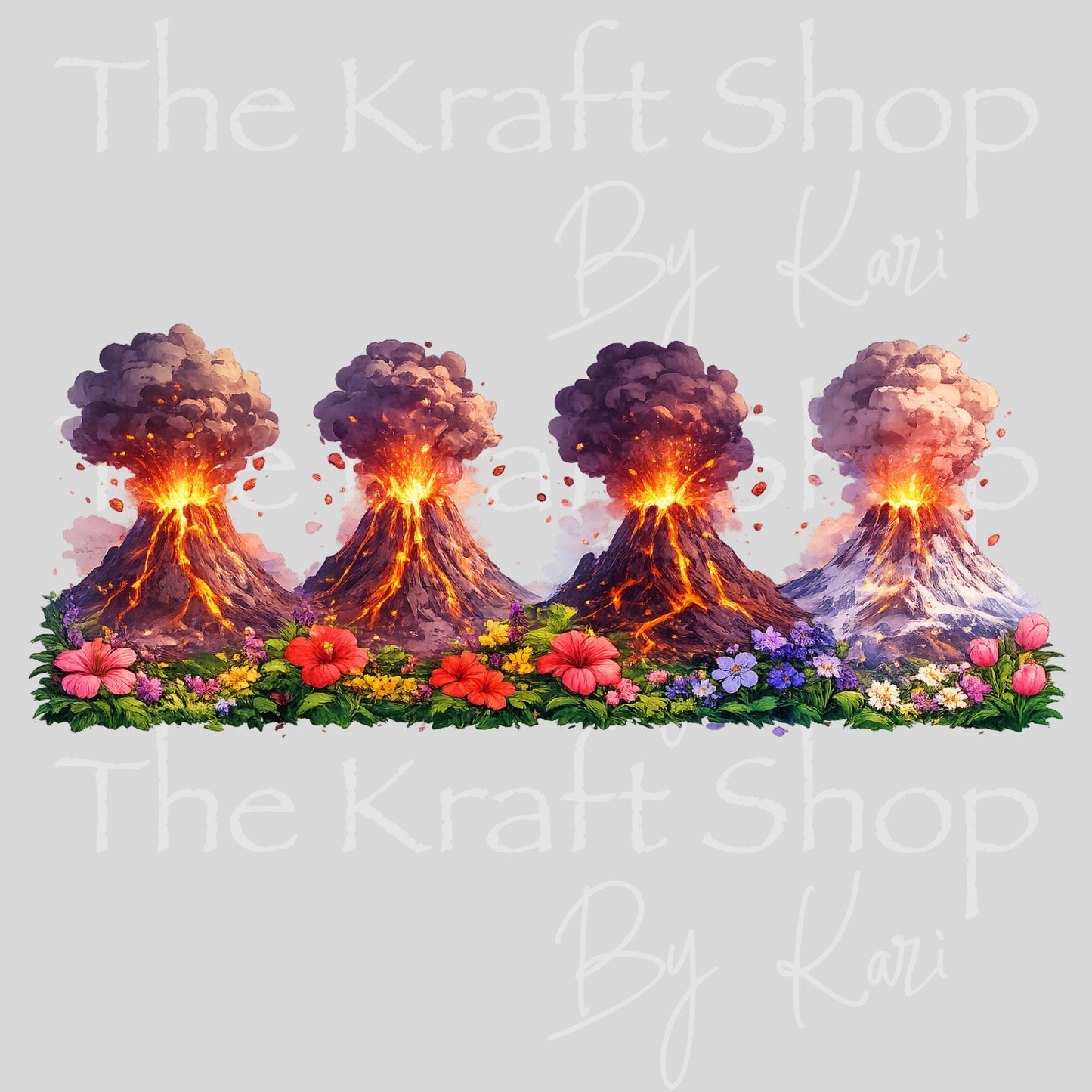 UV DTF Floral Volcanos erupting wrap decals tumbler decal. Glass can wrap. Tumbler wrap #5513