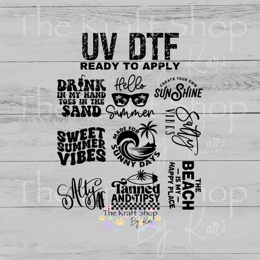 UV DTF Summer Sayings element bundle of decals sheet 10x10 decal #4712