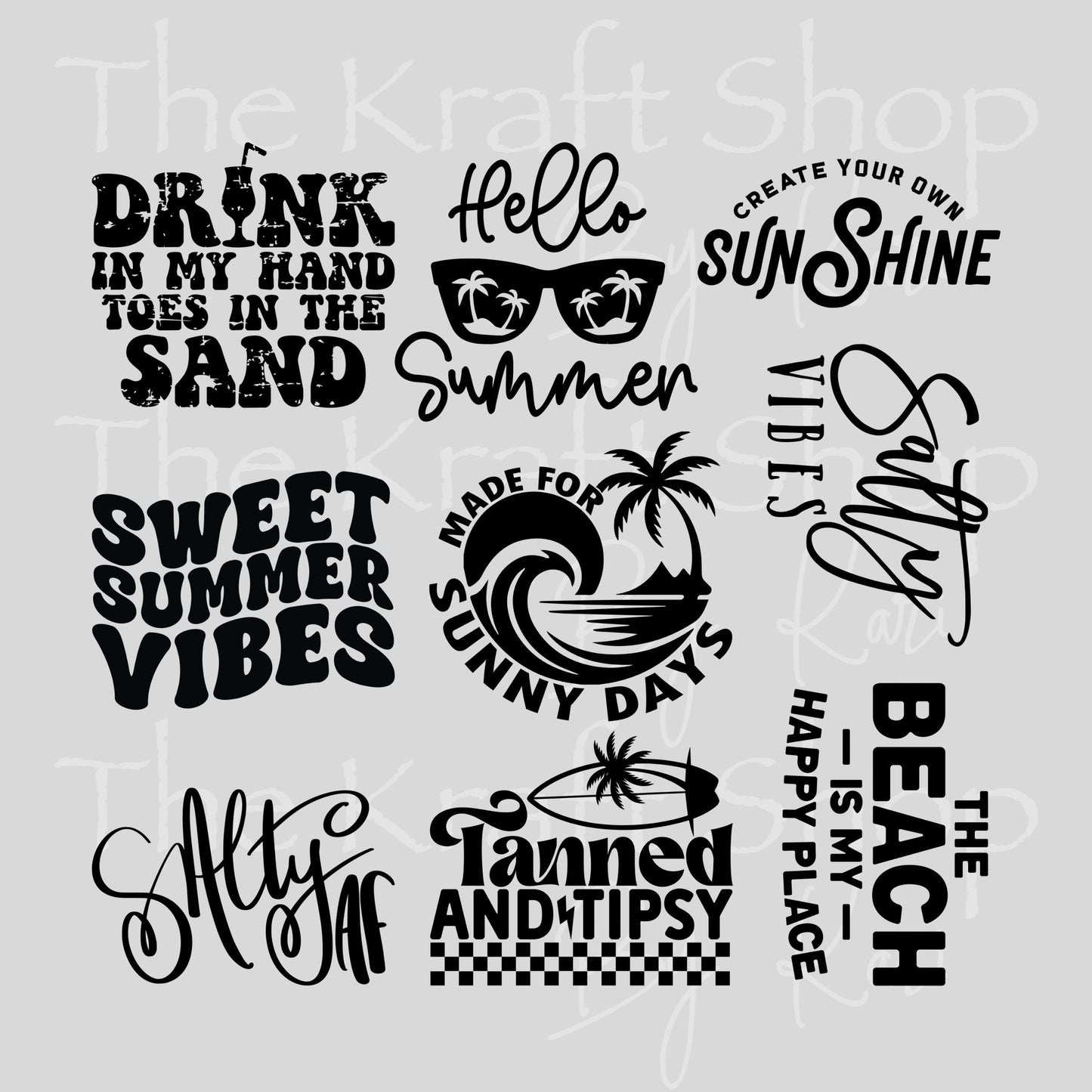 UV DTF Summer Sayings element bundle of decals sheet 10x10 decal #4712