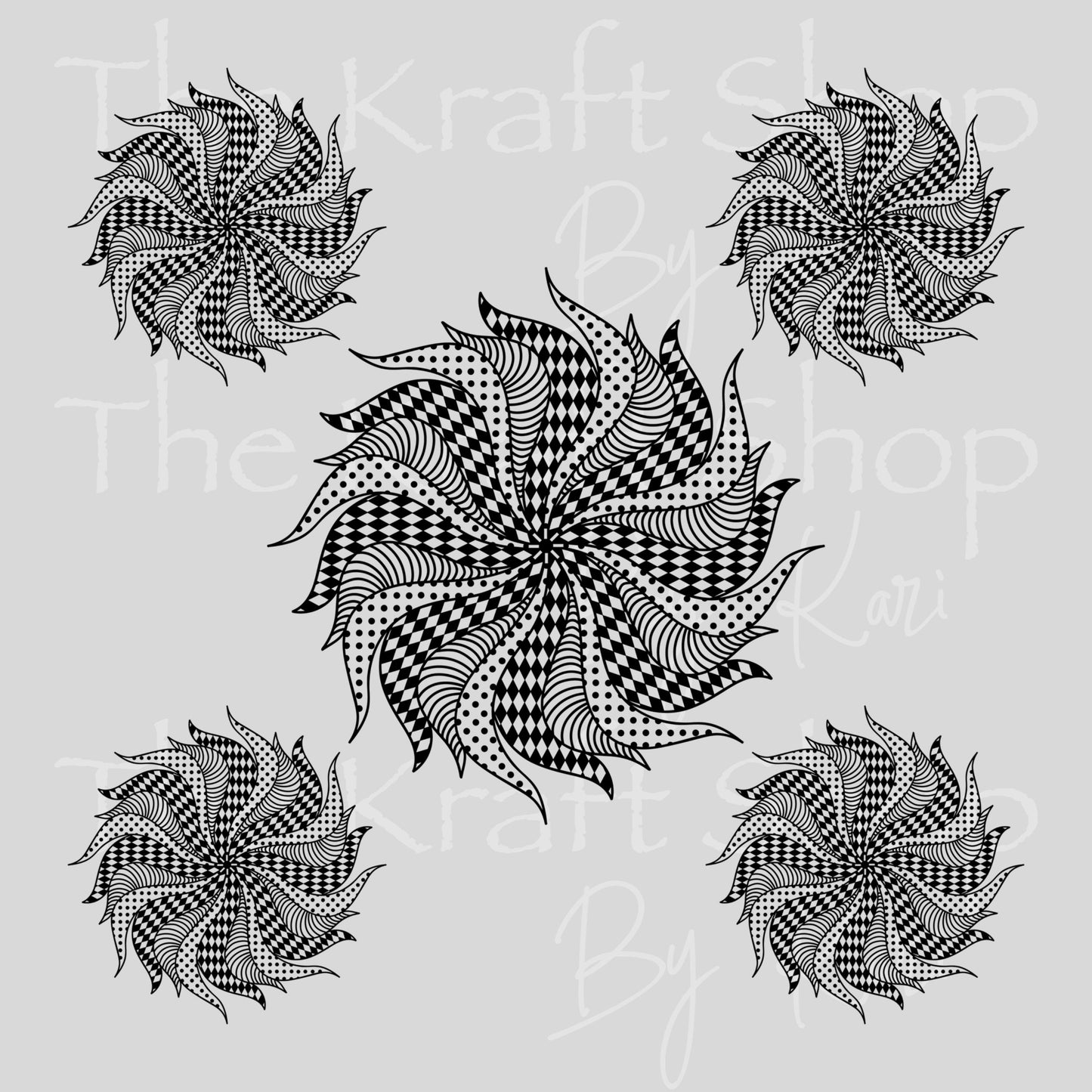 UV DTF Black swirl mandala Element sheet 6x6 decal, tumbler decal, permanent sticker. #10507
