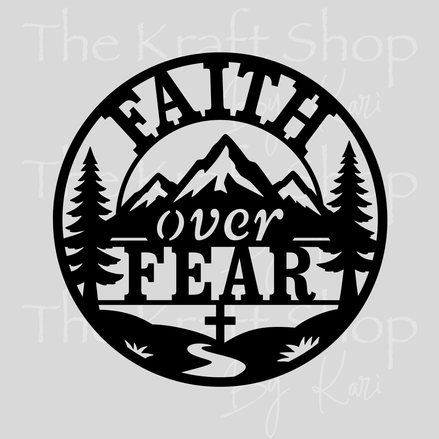 UV DTF Sticker print Faith Over Fear Mountain Circle decal #4735