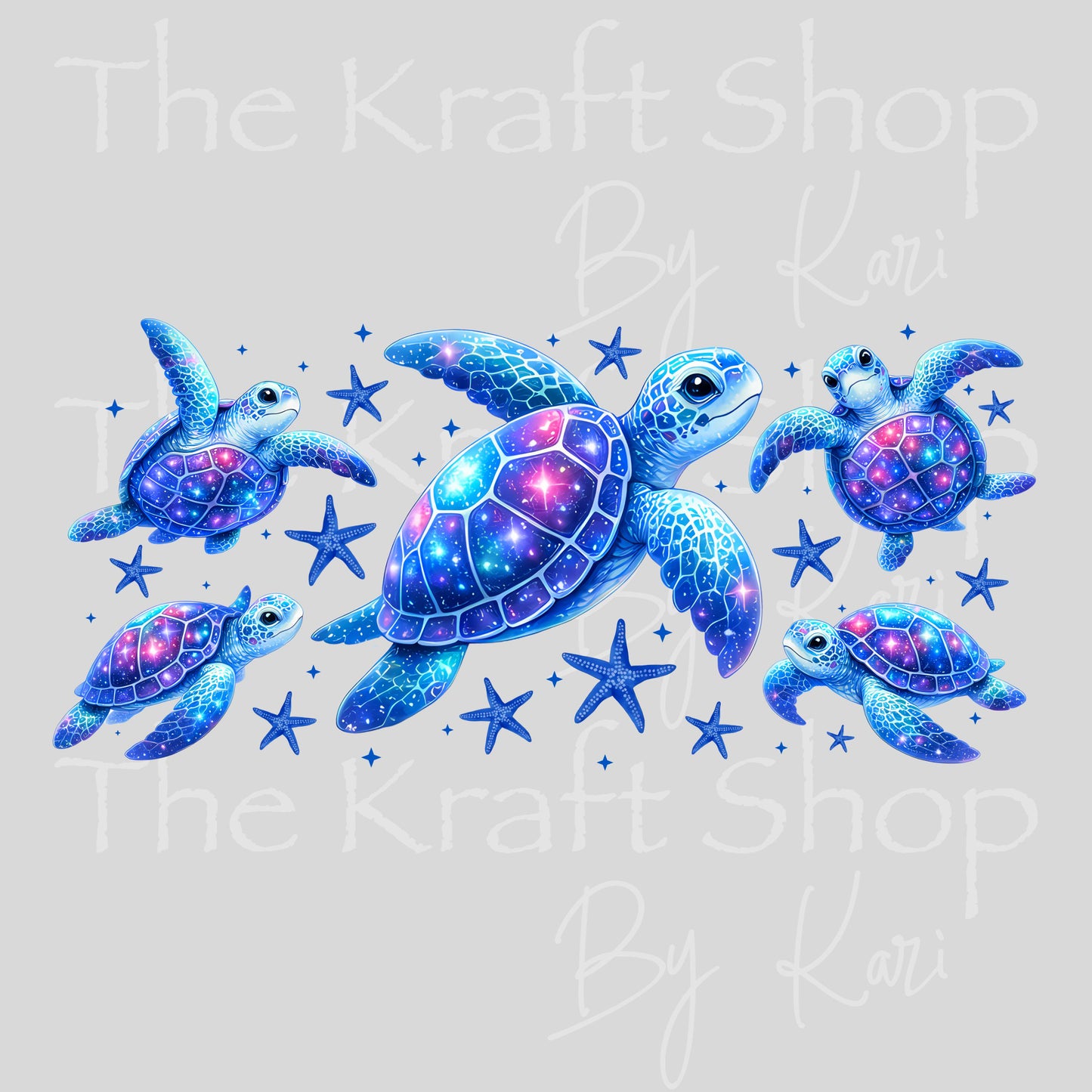 UV DTF Light Up Blue Sea Turtle Glass can wrap decals #5543