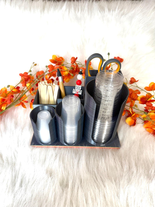 3D Epoxy UV resin caddy organizer for cups and tools
