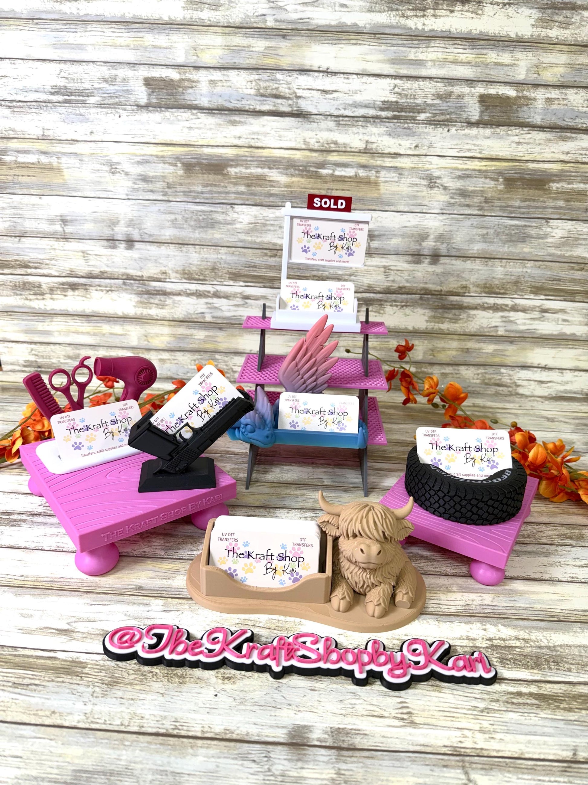 3D Business card holder. Highland cow. Tire. Hairdresser. Real Estate. Realtor sold. Ready to ship.