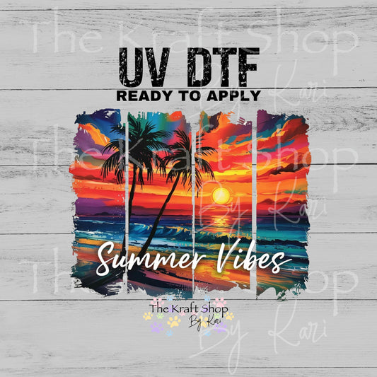 UV DTF Summer Vibes sunset brush stroke sticker decal #4716