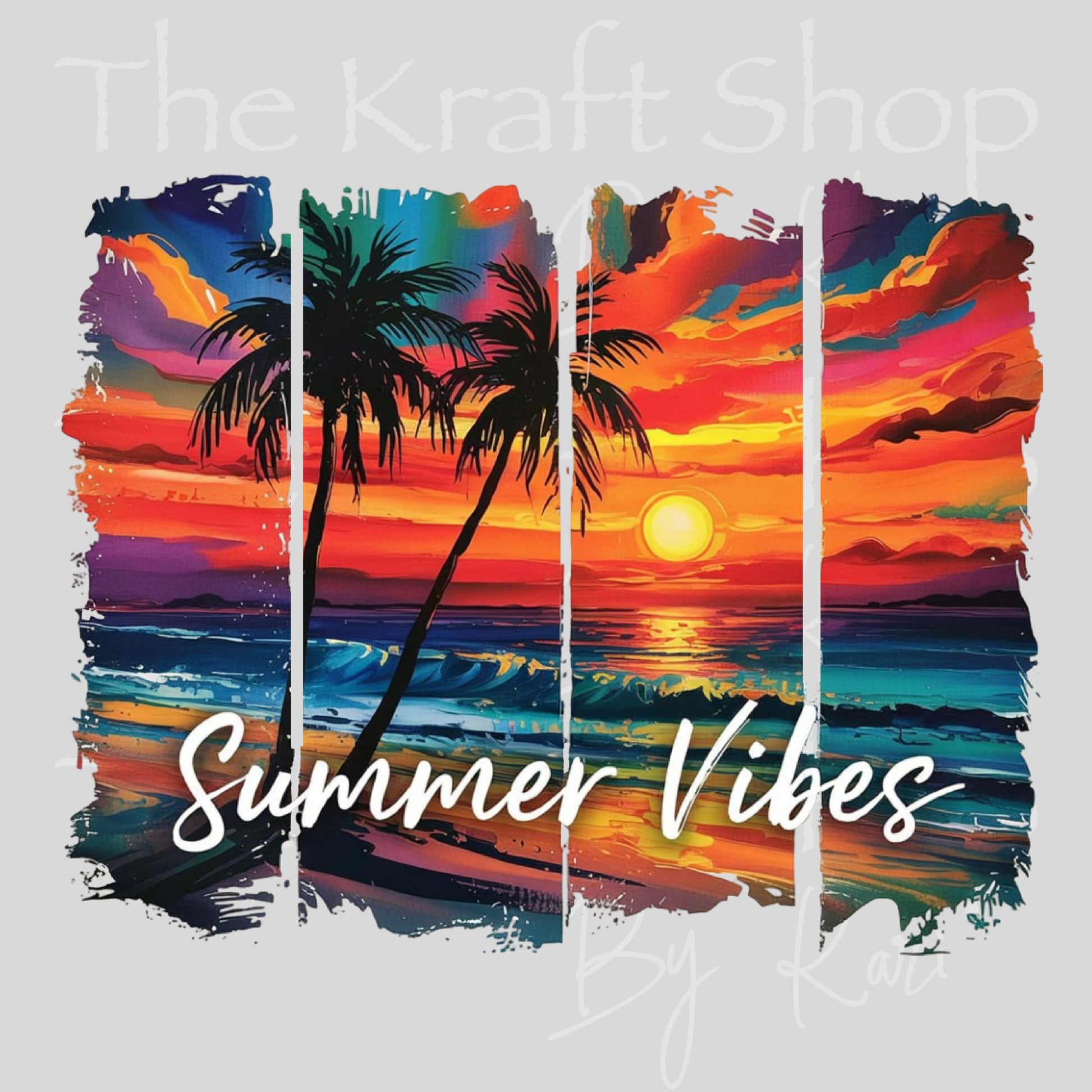UV DTF Summer Vibes sunset brush stroke sticker decal #4716