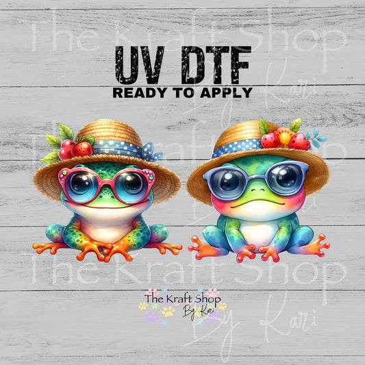 UV DTF Beach frog with straw hat sticker decal #4717