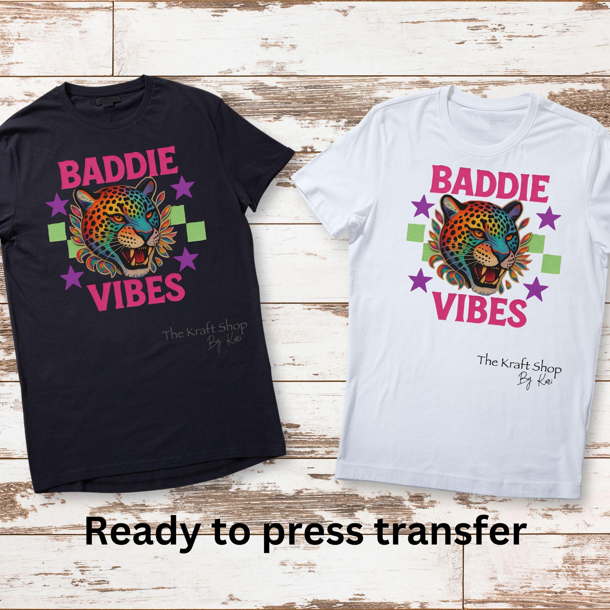 DTF ready to press transfer Baddie Vibes Neon Leopard Sarcastic Humor shirt transfer #11640