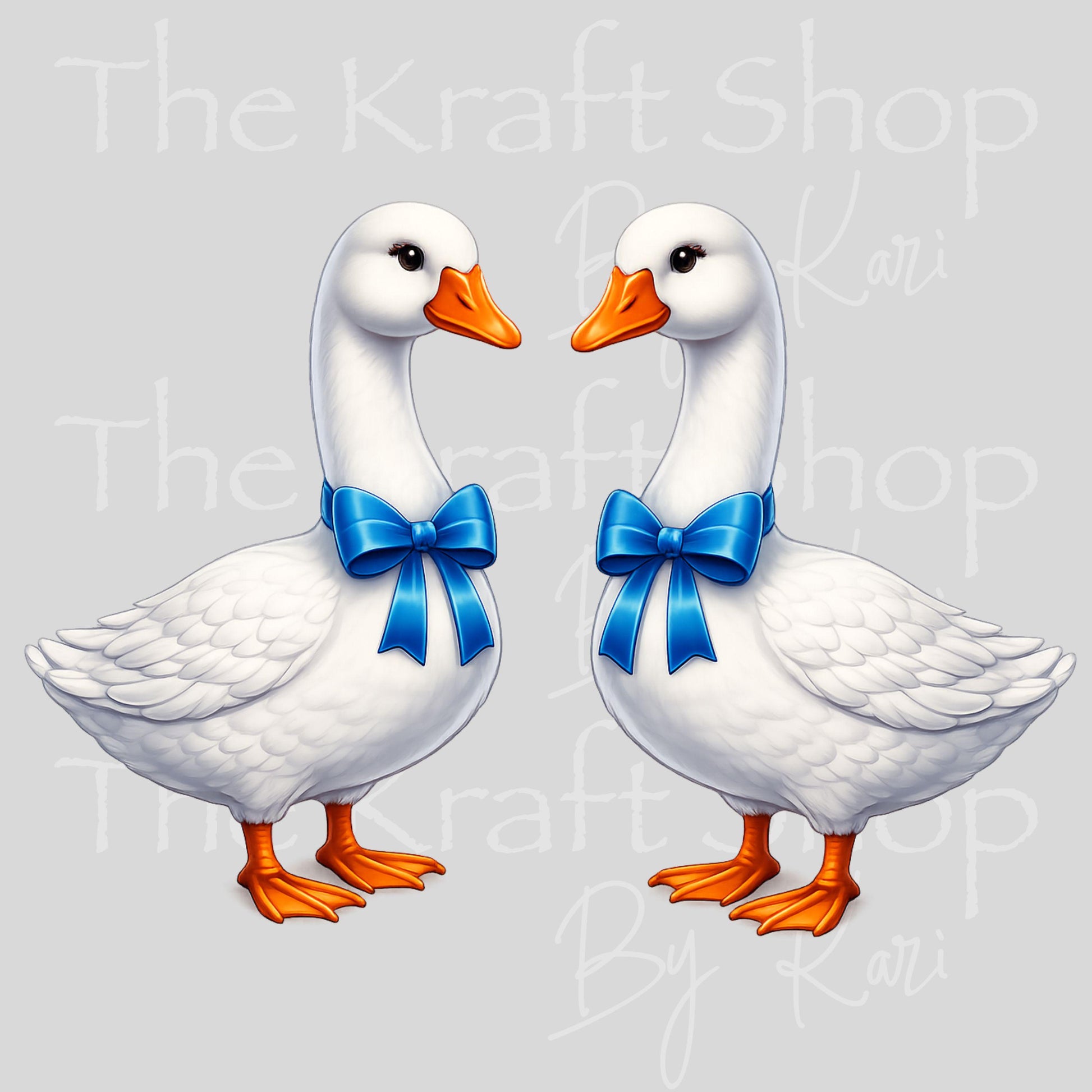 UV DTF Goose with blue bow 2pk decals, tumbler decal, permanent sticker.#1147