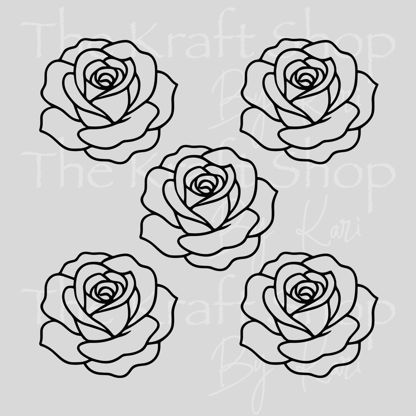 UV DTF Black Outline Roses Element sheet 6x6 decal, tumbler decal, permanent sticker. #10509