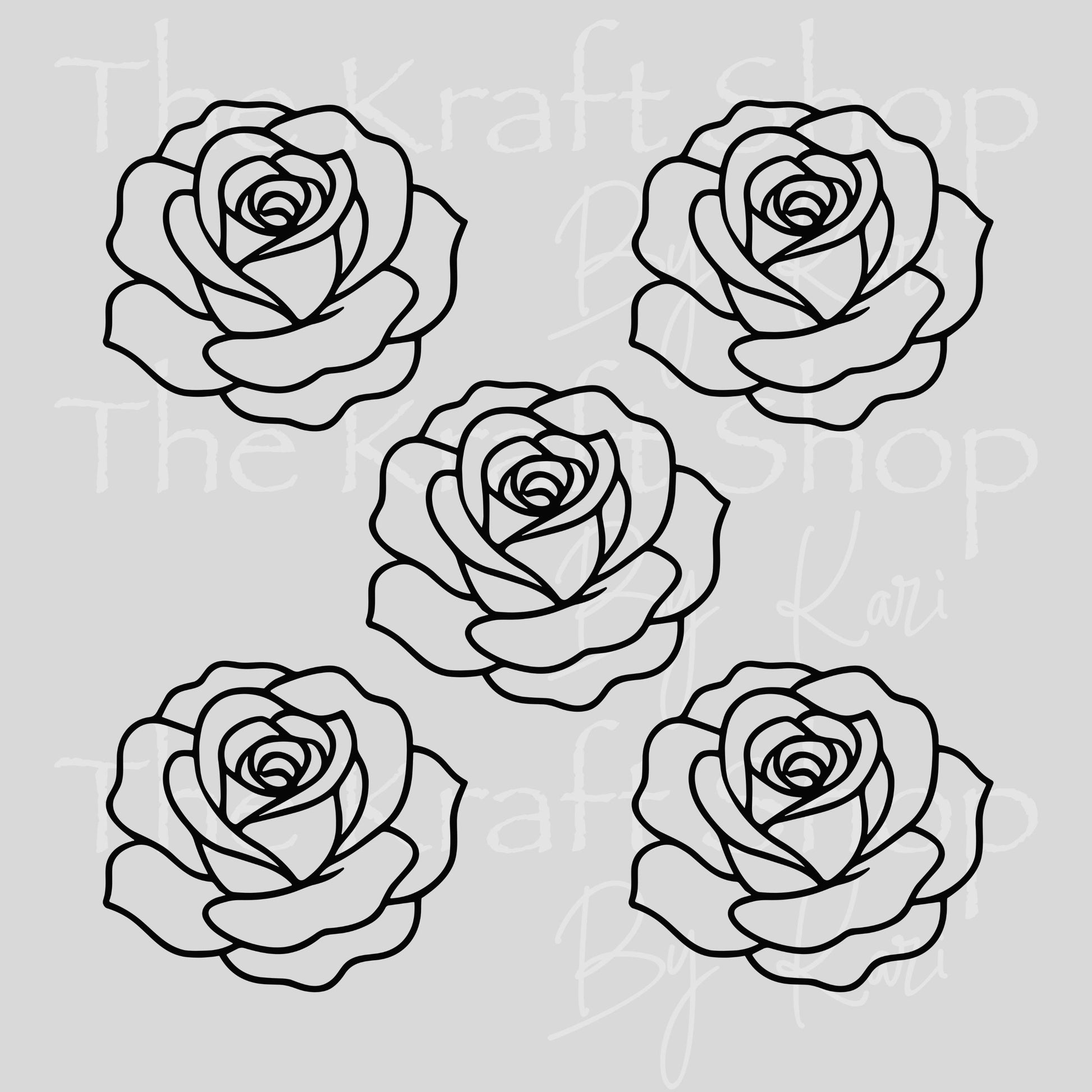 UV DTF Black Outline Roses Element sheet 6x6 decal, tumbler decal, permanent sticker. #10509
