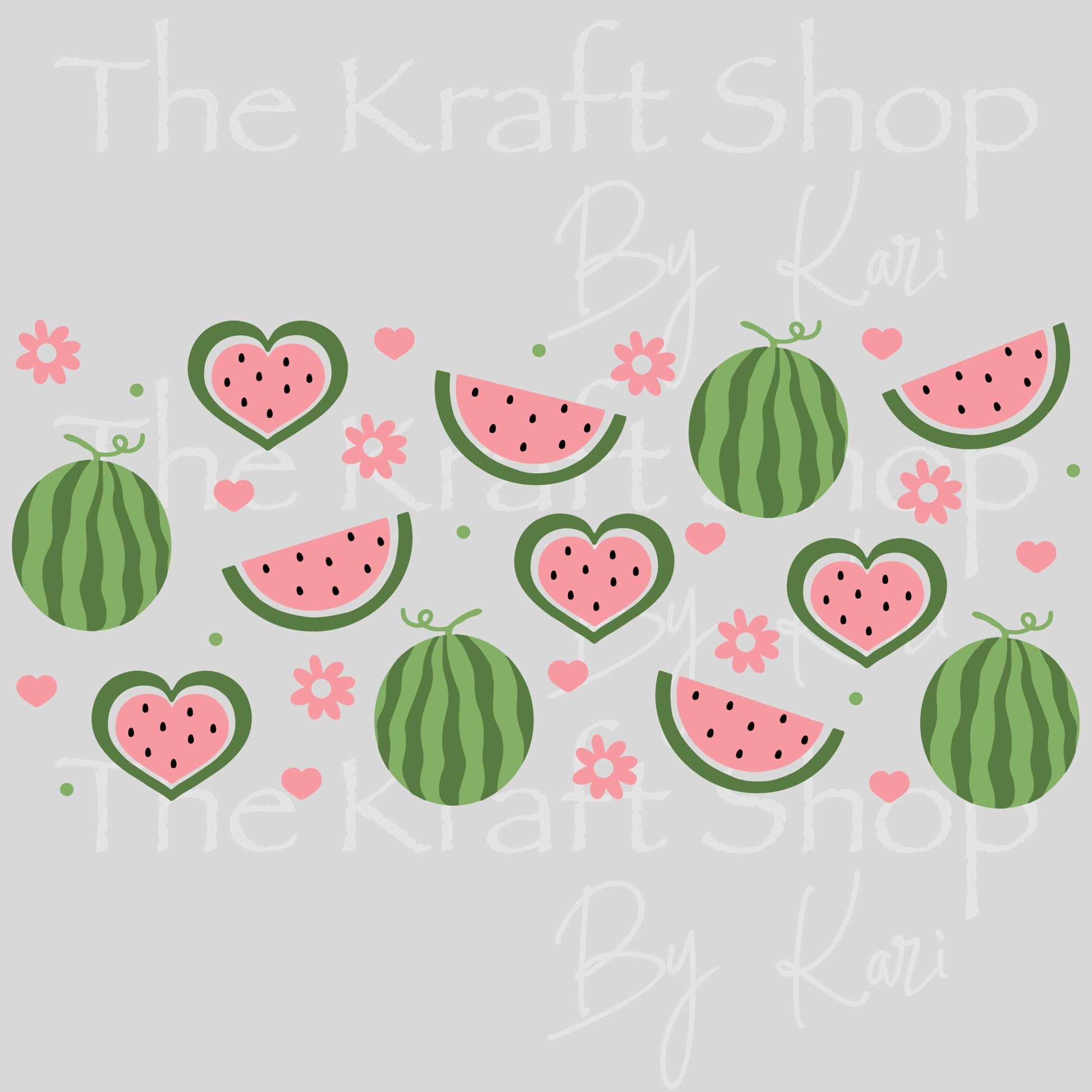 UV DTF Watermelon Heart Glass can wrap decals #5529