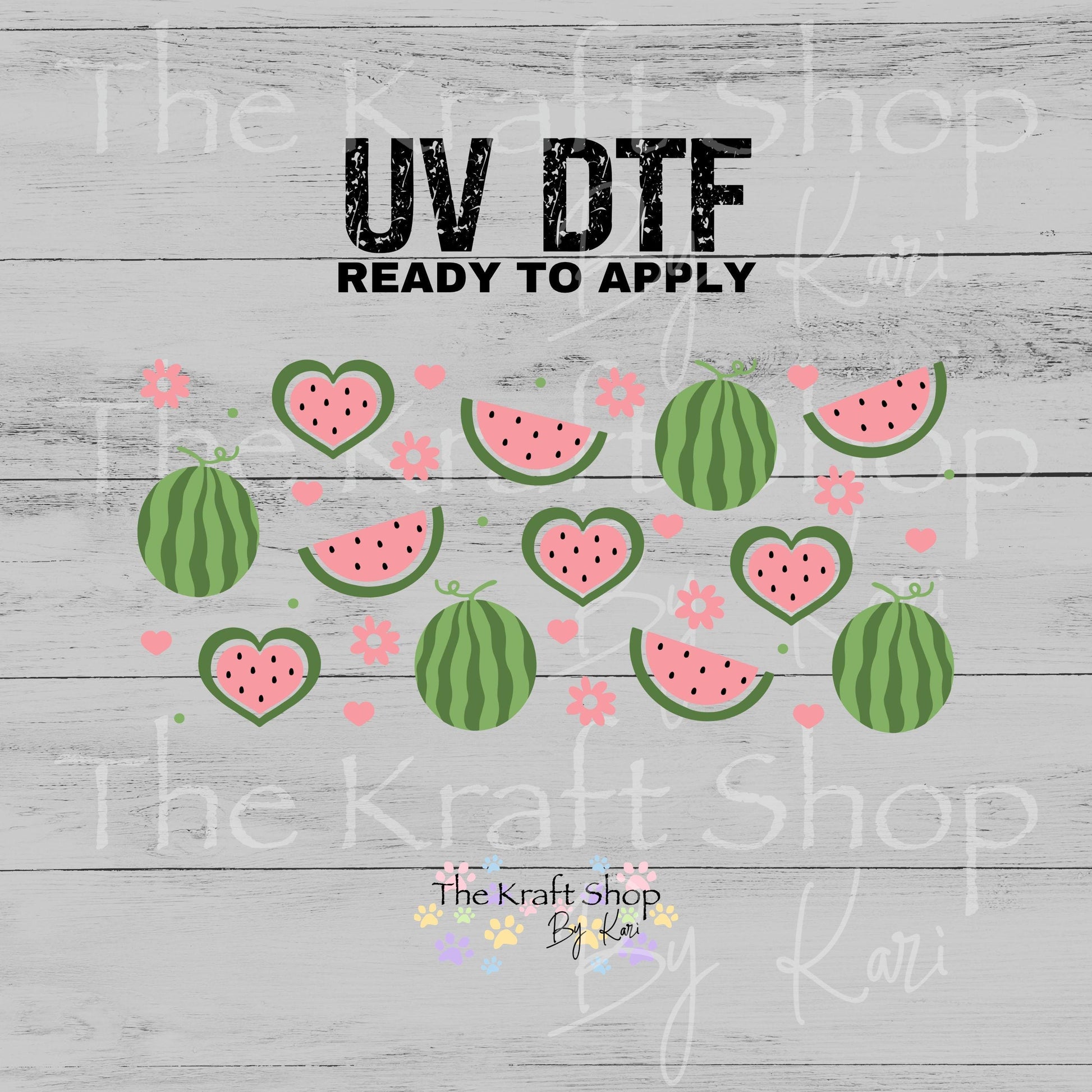 UV DTF Watermelon Heart Glass can wrap decals #5529