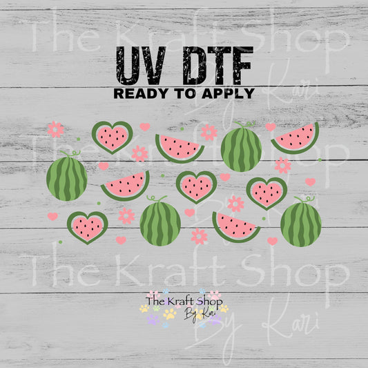 UV DTF Watermelon Heart Glass can wrap decals #5529