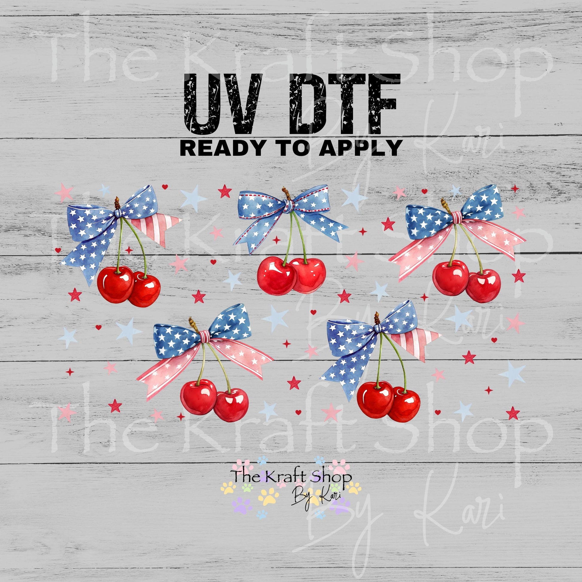 UV DTF 4th of July Cherry Glass can wrap decals #5530