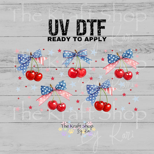 UV DTF 4th of July Cherry Glass can wrap decals #5530
