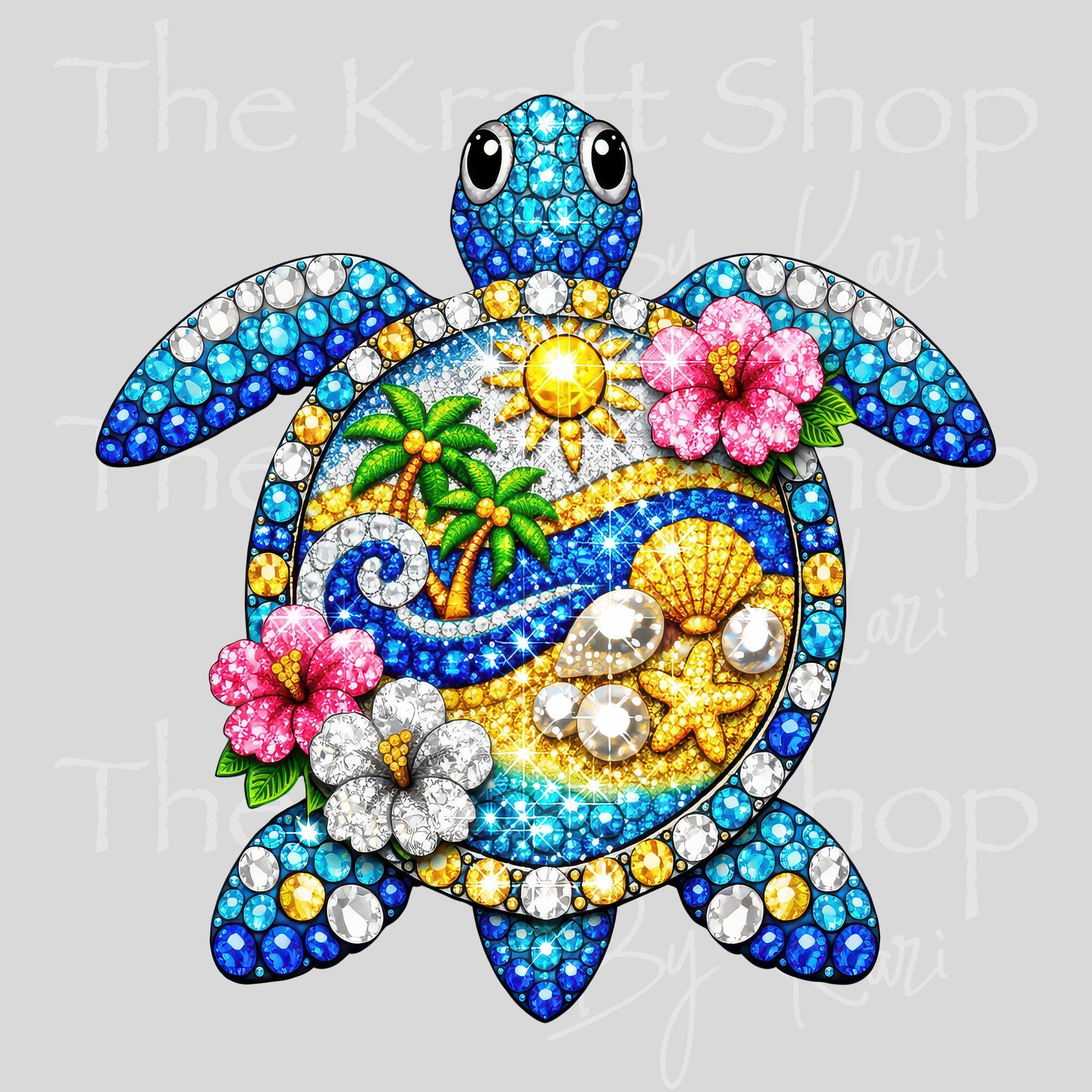 UV DTF Rhinestone Sea Turtle sticker decal #1148