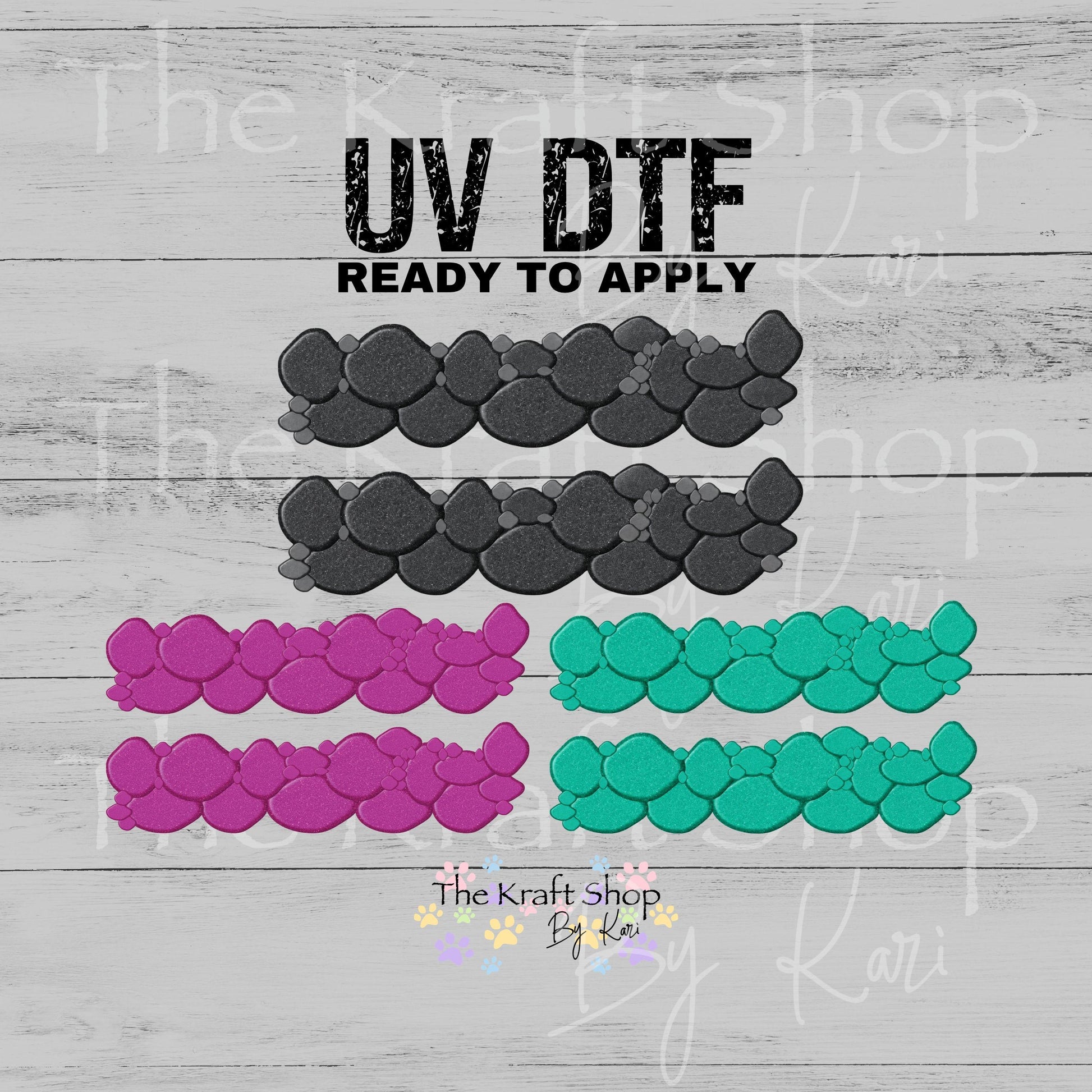 UV DTF Pebbles rock images 2pk Glass can wrap decals #5544