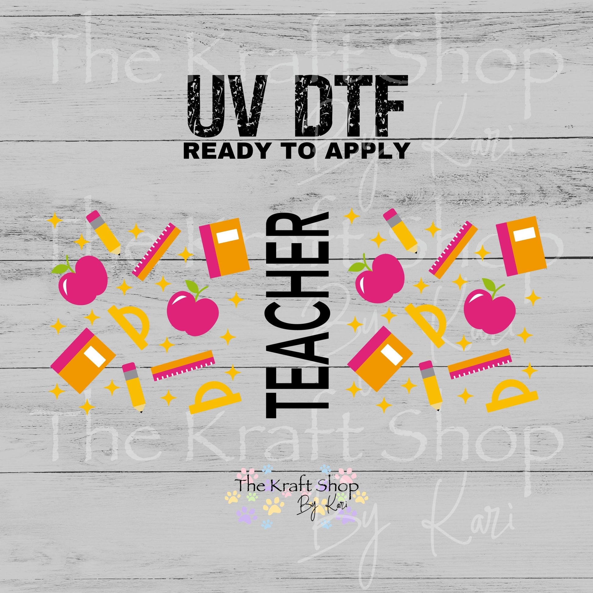 UV DTF Teacher Essentials School Glass can wrap decals #5537