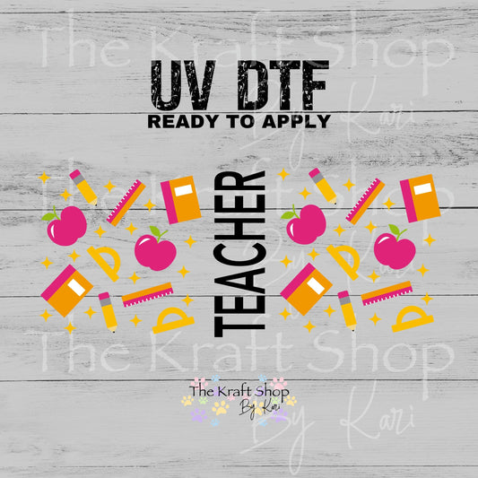 UV DTF Teacher Essentials School Glass can wrap decals #5537