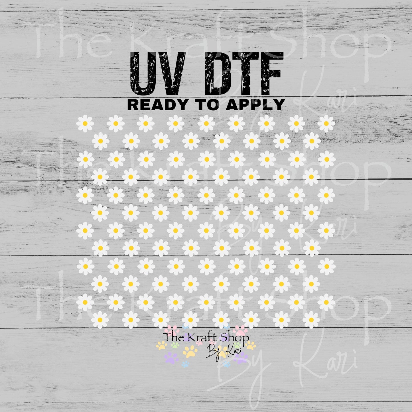 UV DTF Sticker print Daisies Element mixed media sheet 8x6.5 decal #10502