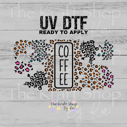 UV DTF Coffee Colored Cheetah Leopard Glass can wrap decals #5539